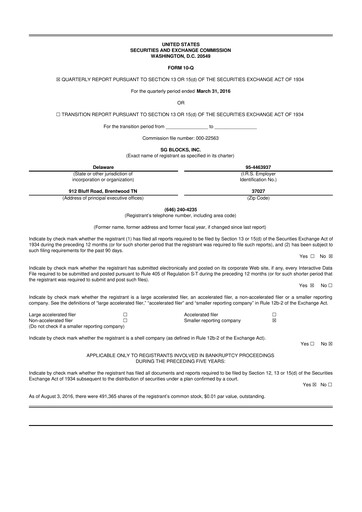 Miniature Safe & Green Holdings 10-Q Rapport trimestriel 2016 