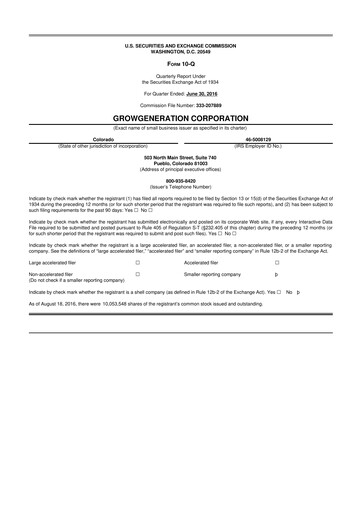 Thumbnail GrowGeneration
 10-Q Quarterly Report FY2016 