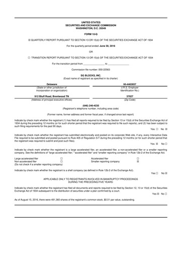 Miniature Safe & Green Holdings 10-Q Rapport trimestriel 2016 