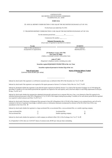 Thumbnail Relmada Therapeutics 10-K Annual Report 2016