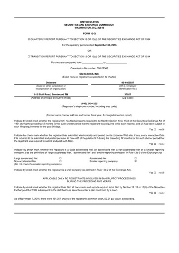 Miniature Safe & Green Holdings 10-Q Rapport trimestriel 2016 