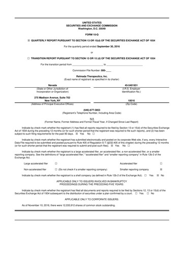 Thumbnail Relmada Therapeutics 10-Q Quarterly Report FY2017 