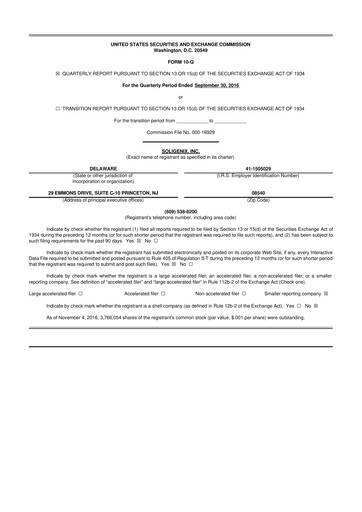 Thumbnail Soligenix 10-Q Quarterly Report FY2016 