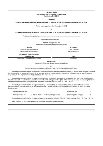 Thumbnail Relmada Therapeutics 10-Q Quarterly Report FY2017 