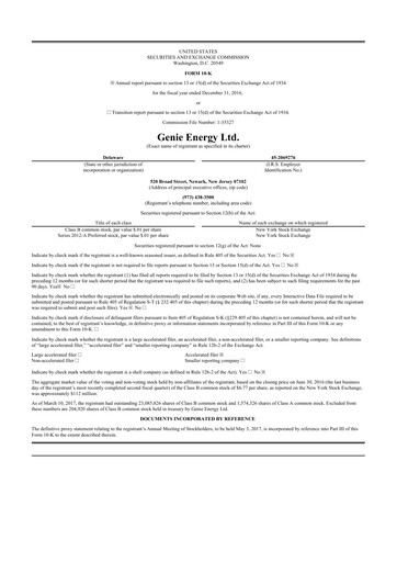 Thumbnail Genie Energy
 10-K Annual Report 2016