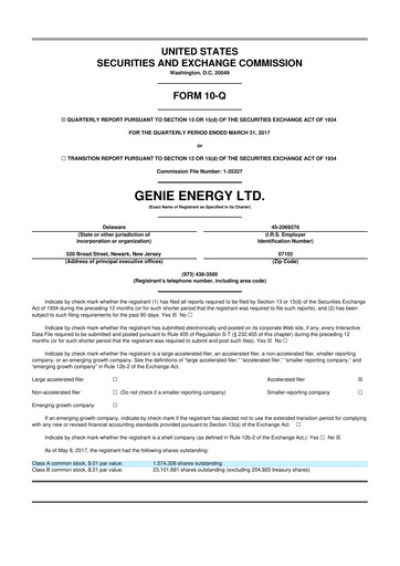 Thumbnail Genie Energy
 10-Q Quarterly Report FY2017 
