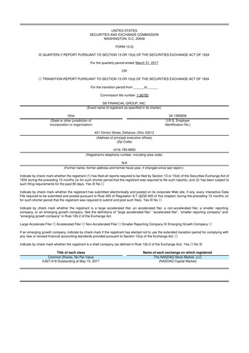 Miniature SB Financial Group 10-Q Rapport trimestriel 2017 