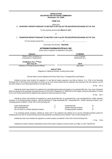 Thumbnail Actinium Pharmaceuticals 10-Q Quarterly Report FY2017 