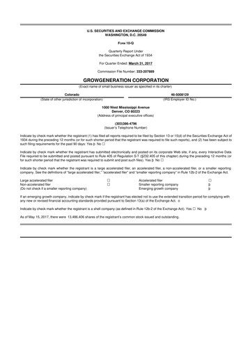 Thumbnail GrowGeneration
 10-Q Quarterly Report FY2017 