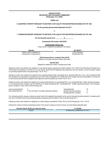 Miniature Workhorse Group
 10-Q Rapport trimestriel 2017 