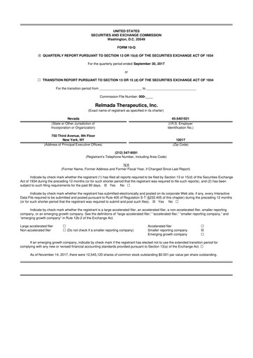 Thumbnail Relmada Therapeutics 10-Q Quarterly Report FY2017 