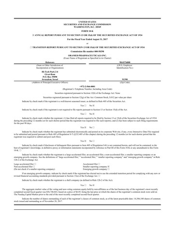 Thumbnail Oramed Pharmaceuticals 10-K Annual Report 2017