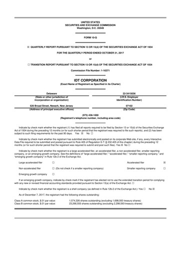Thumbnail IDT Corporation
 10-Q Quarterly Report FY2018 
