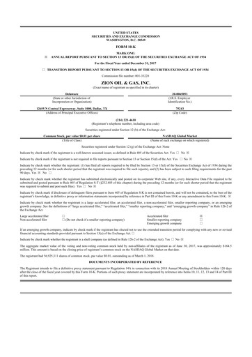 Miniature Zion Oil & Gas 10-K Rapport annuel 2017