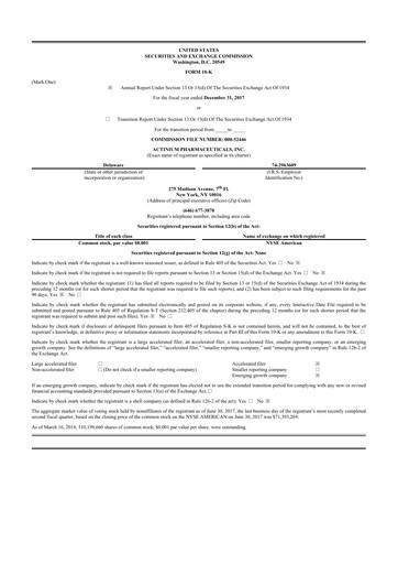Thumbnail Actinium Pharmaceuticals 10-K Annual Report 2017