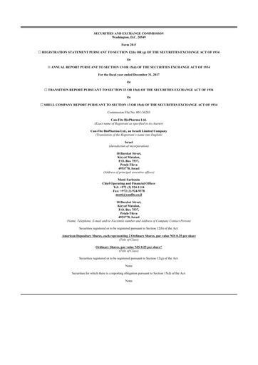 Thumbnail Can Fite Biopharma
 20-F Annual Report 2017