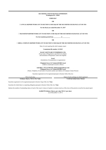 Vorschaubild Magic Software 20-F Jahresbericht 2017