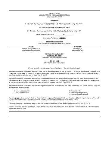 Thumbnail OptimizeRx 10-Q Quarterly Report FY2018 