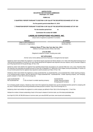 Thumbnail Lindblad Expeditions 10-Q Quarterly Report FY2018 