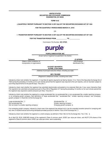 Vorschaubild Purple Innovation
 10-Q Quartalsbericht  