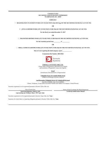 Thumbnail Formula Systems
 20-F Annual Report 2017