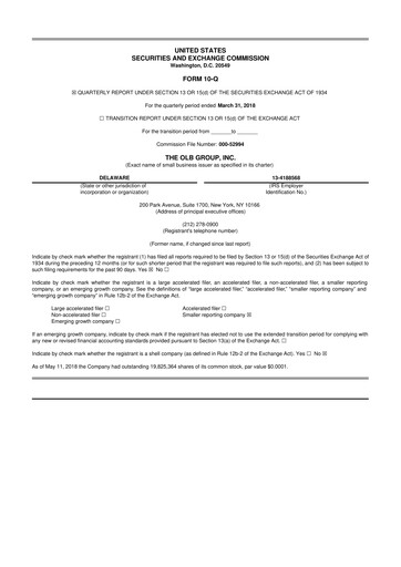 Thumbnail OLB Group 10-Q Quarterly Report FY2018 