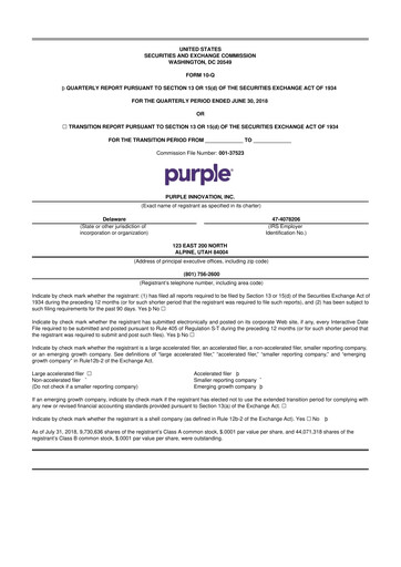 Vorschaubild Purple Innovation
 10-Q Quartalsbericht  