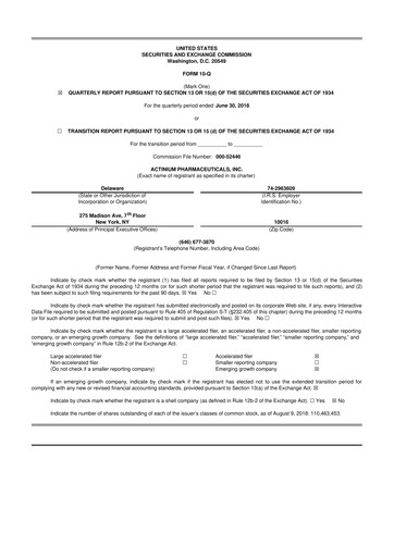 Thumbnail Actinium Pharmaceuticals 10-Q Quarterly Report FY2018 