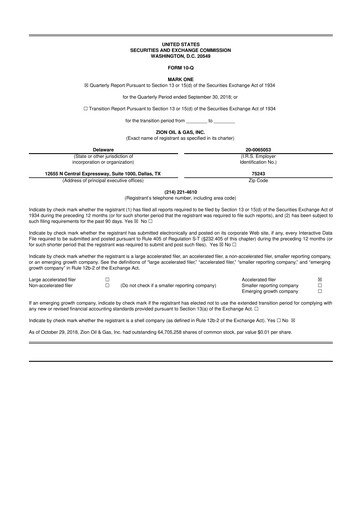 Thumbnail Zion Oil & Gas 10-Q Quarterly Report FY2018 