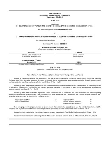 Thumbnail Actinium Pharmaceuticals 10-Q Quarterly Report FY2018 