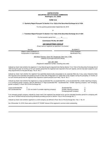 Thumbnail Air Industries Group 10-Q Quarterly Report FY2018 