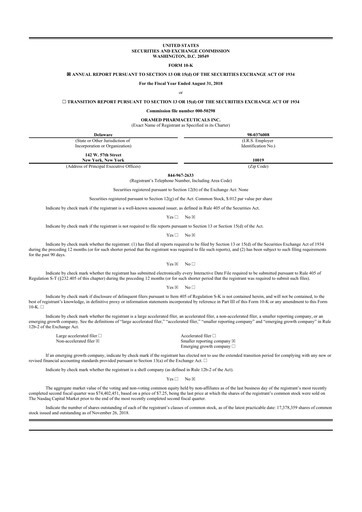 Thumbnail Oramed Pharmaceuticals 10-K Annual Report 2018