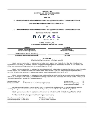 Thumbnail Rafael Holdings 10-Q Quarterly Report FY 