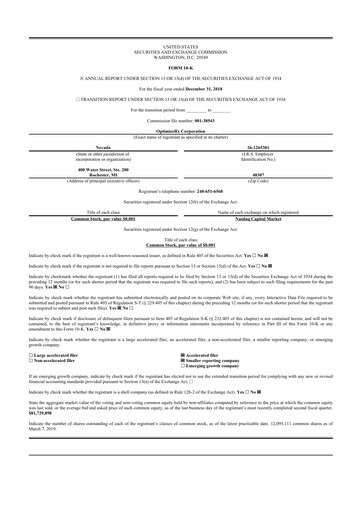 Thumbnail OptimizeRx 10-K Annual Report 2018