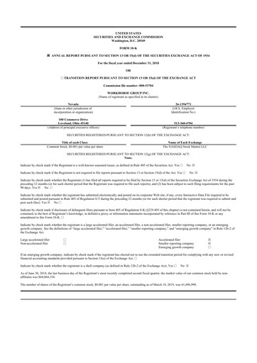 Miniature Workhorse Group
 10-K Rapport annuel 2018