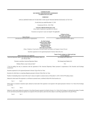 Thumbnail Quoin Pharmaceuticals 20-F Annual Report 2018