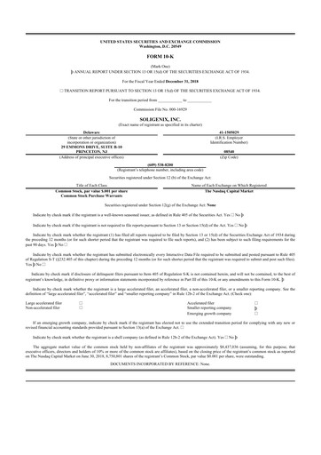 Thumbnail Soligenix 10-K Annual Report 2018