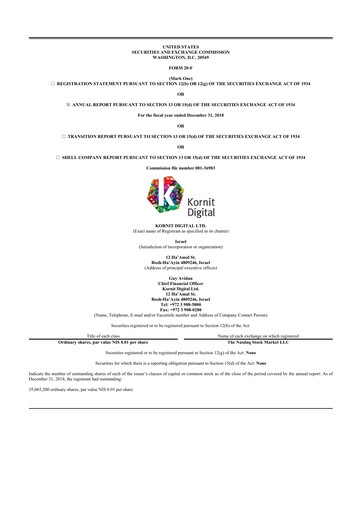 Thumbnail Kornit Digital 20-F Annual Report 2019