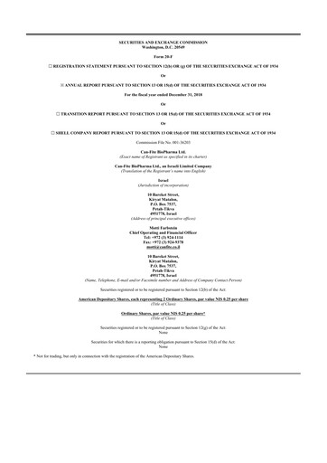 Thumbnail Can Fite Biopharma
 20-F Annual Report 2018