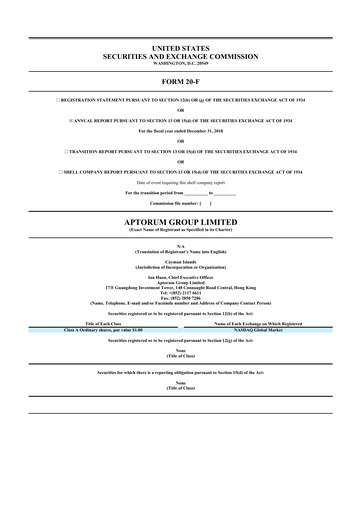 Thumbnail Aptorum Group
 20-F Annual Report 2018