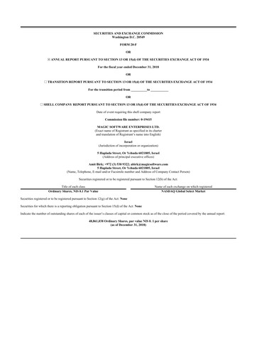 Vorschaubild Magic Software 20-F Jahresbericht 2018