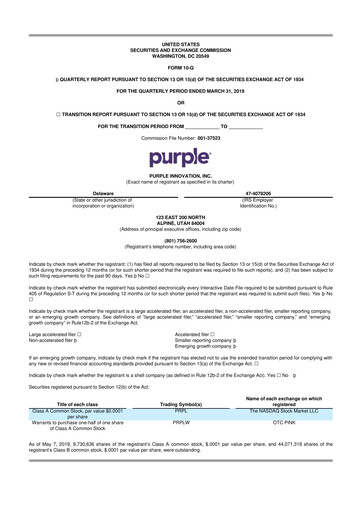Vorschaubild Purple Innovation
 10-Q Quartalsbericht  