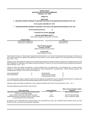 Miniature Custom Truck One Source 10-Q Rapport trimestriel 2019 