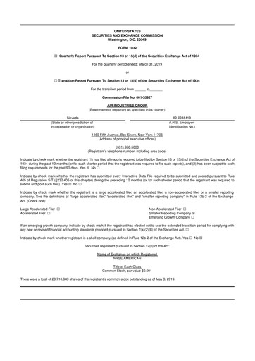 Thumbnail Air Industries Group 10-Q Quarterly Report FY2019 
