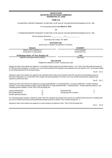 Miniature Safe & Green Holdings 10-Q Rapport trimestriel 2019 