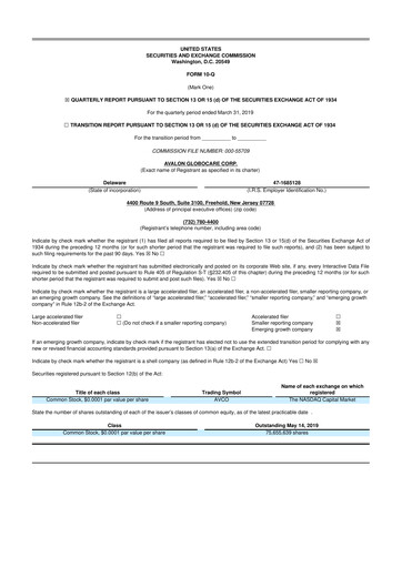 Thumbnail Avalon GloboCare 10-Q Quarterly Report FY2019 