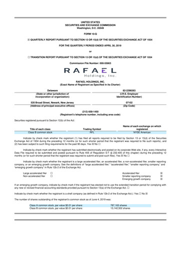 Thumbnail Rafael Holdings 10-Q Quarterly Report FY 