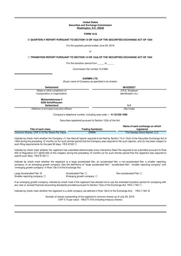 Vorschaubild Garmin 10-Q Quartalsbericht 2019 