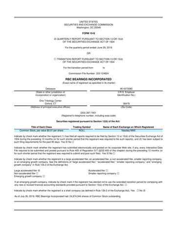 Thumbnail RBC Bearings 10-Q Quarterly Report FY2020 