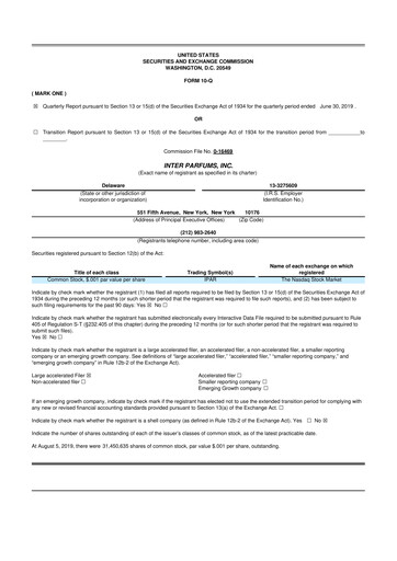 Thumbnail Interparfums 10-Q Quarterly Report FY2019 